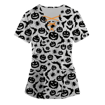 Womail Work Shirts for Women Short Sleeve V-Neck Scrub Tops Pockets Print Coveralls on Clearance
Womail Work Shirts for Women Short Sleeve V-Neck Scrub Tops Pockets Print Coveralls on Clearance