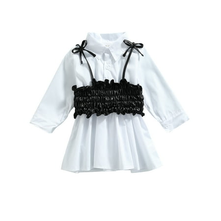 Canrulo Toddler Girls Long Sleeve Dress with Camisole Solid Lapel Shirt Dress with Pu Leather Vest Outfits Black White 4-5 Years
Canrulo Toddler Girls Long Sleeve Dress with Camisole Solid Lapel Shirt Dress with Pu Leather Vest Outfits Black White 4-5 Years
