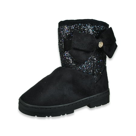 Bebe Girls Glitter Bow Boots - black 7 toddler
