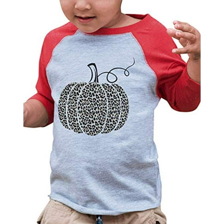 7 ate 9 Apparel Kid s Leopard Pumpkin Fall Halloween Shirt Red Tee