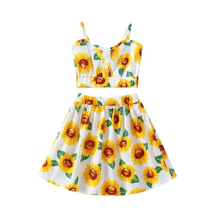 ZIYIXIN Summer Lovely Girls Clothes Sunflowers Print Ruffles Strapless Vest Tops A-Line Skirts Sets Yellow 4-5 Years
ZIYIXIN Summer Lovely Girls Clothes Sunflowers Print Ruffles Strapless Vest Tops A-Line Skirts Sets Yellow 4-5 Years