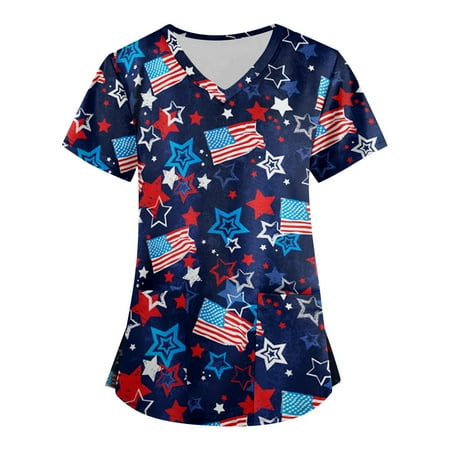 Sksloeg Scrub Tops Women Stretchy Plus Size July 4th American Flag Pattern Working Uniform with Pocket Stretch Casual V-Neck Summer Holiday Workwear Dark Blue XXL
Sksloeg Scrub Tops Women Stretchy Plus Size July 4th American Flag Pattern Working Uniform with Pocket Stretch Casual V-Neck Summer Holiday Workwear Dark Blue XXL