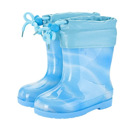 Eyicmarn Kids Rainbow Waterproof Boots Non-Slip Lightweight Rubber Rain Shoes for Girls Boys