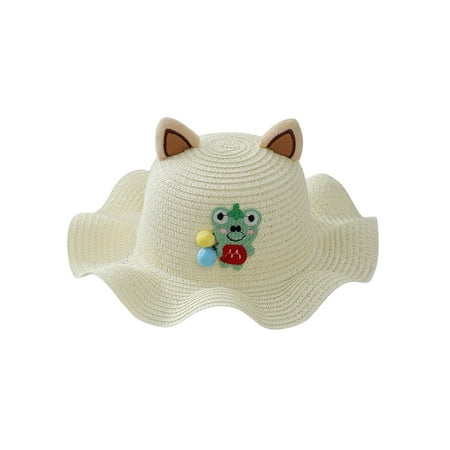 LSFYSZD Children Summer Straw Hat Wavy Brim Cartoon Pattern Cat Ear Fisherman Hat Sun Protection Sun Cap
LSFYSZD Children Summer Straw Hat Wavy Brim Cartoon Pattern Cat Ear Fisherman Hat Sun Protection Sun Cap