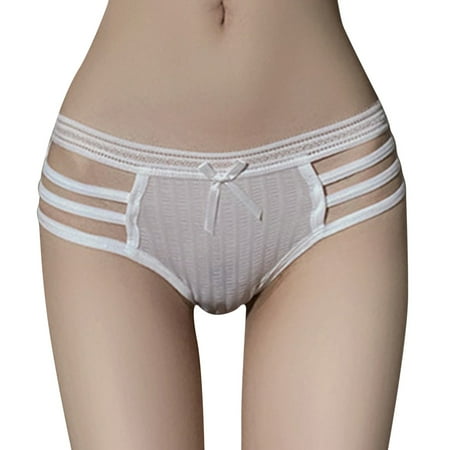 Womens Underwear Tummy Control Sports Ice Silk Traceless Cut Out Fashion Low Waist Briefs Panties 3 Pack