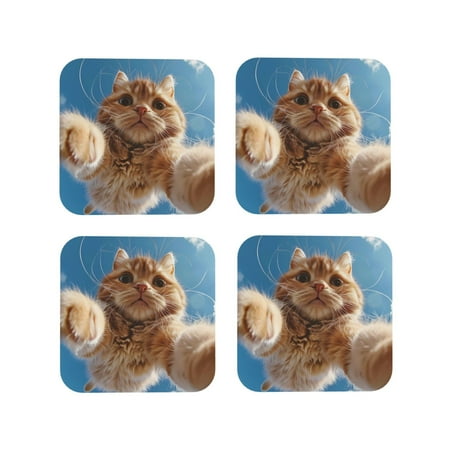 Leather Coasters with Heat-resistant for Drinks Playful Cat Fisheye View Cup Coasters Cup Pad Mat for Tabletop Protection Coffee Table Office Desk and Housewarming Gift
Leather Coasters with Heat-resistant for Drinks Playful Cat Fisheye View Cup Coasters Cup Pad Mat for Tabletop Protection Coffee Table Office Desk and Housewarming Gift