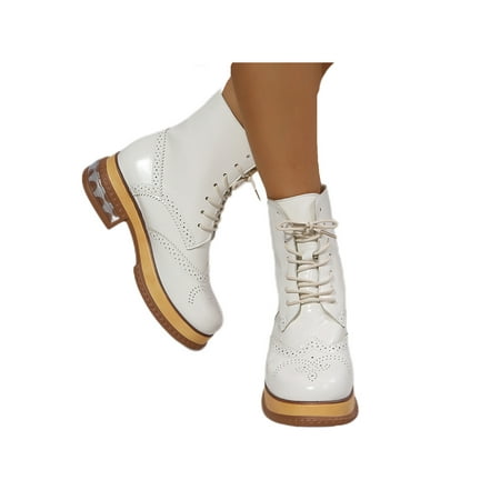 Gomelly Womens Comfort Ankle Boots Non-Slip Round Toe Leather Bootie Outdoor Walking Lace Up White 8.5
Gomelly Womens Comfort Ankle Boots Non-Slip Round Toe Leather Bootie Outdoor Walking Lace Up White 8.5