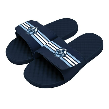 Men s ISlide Navy Vancouver Whitecaps FC Stripe Slide Sandals