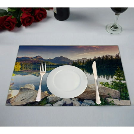 

GCKG Landscape Nature Scenery Placemat Mountain Lake in National Park Placemat 12x18 Inch Set of 2