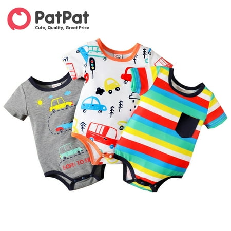 PatPat Baby Boy Cartoon Vehicle Print Grey/White/Colorful Striped Short-sleeve Romper
PatPat Baby Boy Cartoon Vehicle Print Grey/White/Colorful Striped Short-sleeve Romper