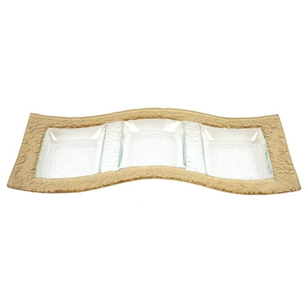 World Gifts Handcrafted Dinnerware Set - 7.5x17 Inches Wavy 3-Section Gold Tray
World Gifts Handcrafted Dinnerware Set - 7.5x17 Inches Wavy 3-Section Gold Tray