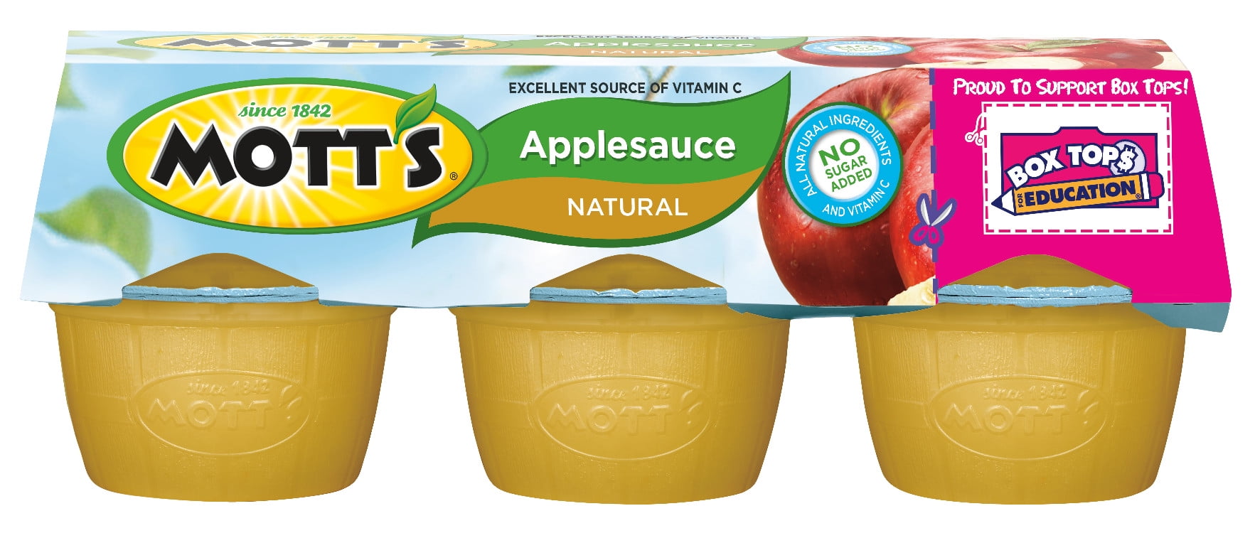 Mott\u0026#39;s Natural Applesauce, 3.9 oz, 6 count - Walmart.com
