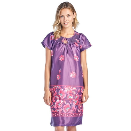 Casual Nights Women s Round Neck Mu-Mu Housecoat Lounger