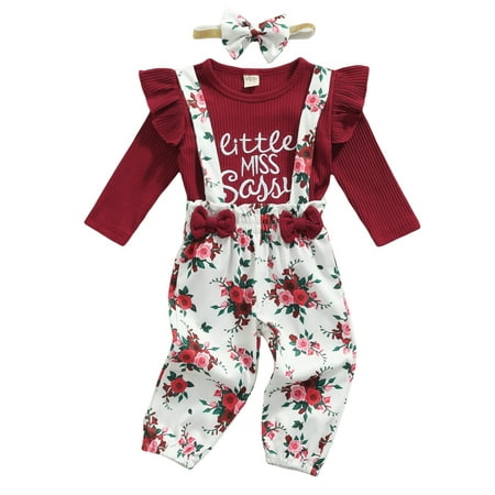 Sunisery 3Pcs Set Newborn Baby Girls Long Sleeve Cotton Tops Bow Floral Suspender Pant Headband Outfits Red Wine 6-12 Months
Sunisery 3Pcs Set Newborn Baby Girls Long Sleeve Cotton Tops Bow Floral Suspender Pant Headband Outfits Red Wine 6-12 Months