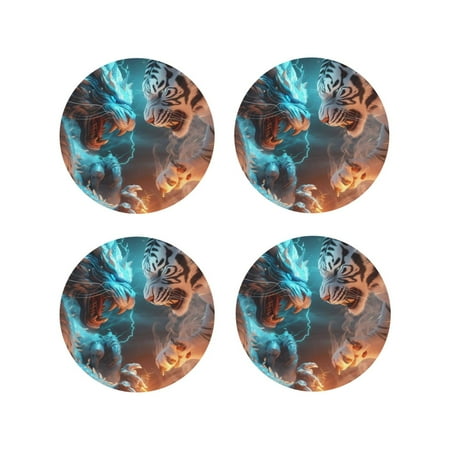 Drink Coasters Set of 4 Blue Dragon and White Tiger Leather Coasters for Coffee Table Protector Heat Resistant Cute Coasters for Home Decor Housewarming Gifts Bar Kitchen 4 Inch Round Shape
Drink Coasters Set of 4 Blue Dragon and White Tiger Leather Coasters for Coffee Table Protector Heat Resistant Cute Coasters for Home Decor Housewarming Gifts Bar Kitchen 4 Inch Round Shape