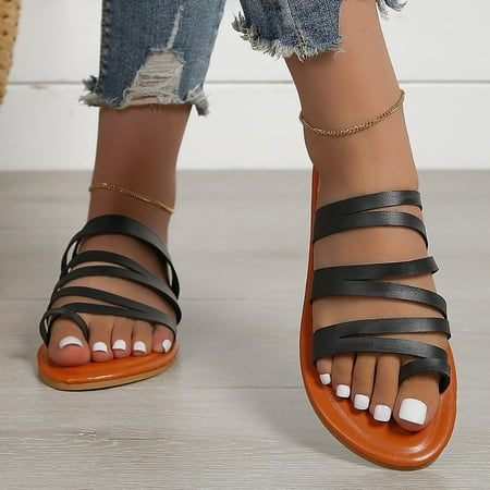 HAOTAGS Women s Flat Sandals Fashion Toe Ring Cross Strap Slip On Casual Summer Beach Shoes
HAOTAGS Women s Flat Sandals Fashion Toe Ring Cross Strap Slip On Casual Summer Beach Shoes
