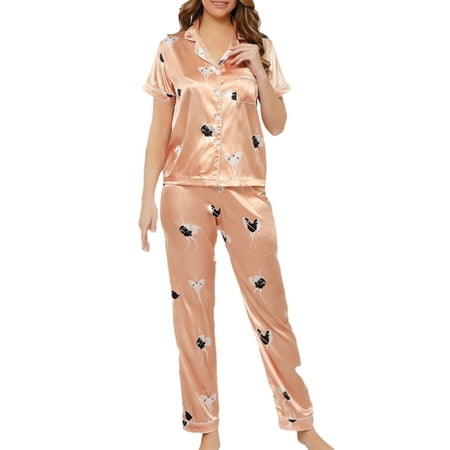 Sexy Dance Ladies Sleepwear Silk Pajamas Sets 2 Pieces Outfits Nightgown Casual Nightwear Loose Home Clothes Lounge Set Light Orange M
Sexy Dance Ladies Sleepwear Silk Pajamas Sets 2 Pieces Outfits Nightgown Casual Nightwear Loose Home Clothes Lounge Set Light Orange M