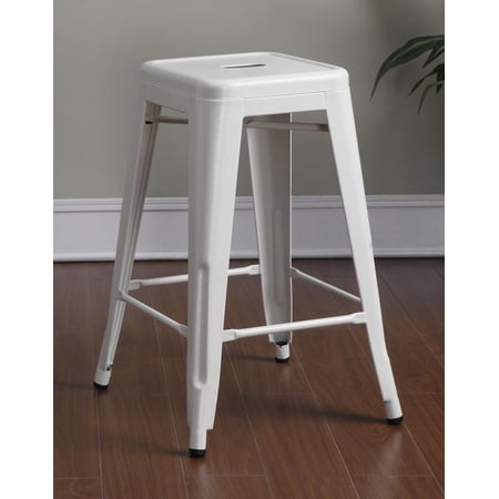 24" Metal Counter Stool-Color:White,Quantity:Set of 2