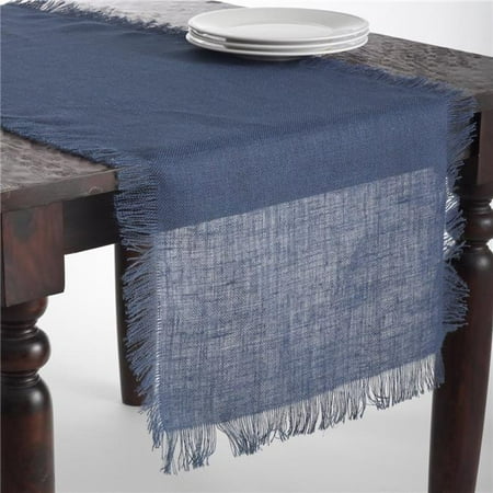 SARO 20 x 108 in. Rectangular Fringed Jute Table Runner - Natural