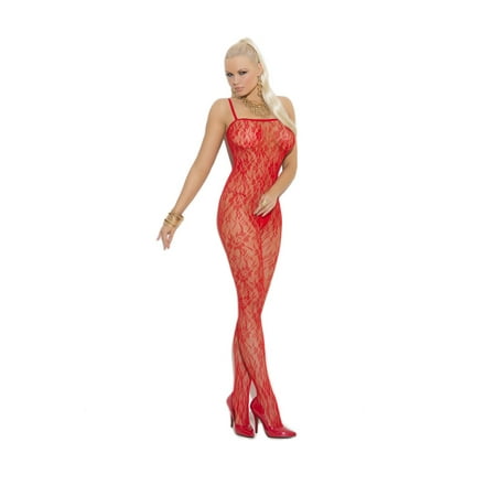 Rose lace bodystocking with open crotch.