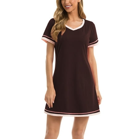 Grianlook Women Night Gowns Short Sleeve Sleep Dress V Neck Nightgowns Nightdress Sleepwear Lounge Pajama Brown S
Grianlook Women Night Gowns Short Sleeve Sleep Dress V Neck Nightgowns Nightdress Sleepwear Lounge Pajama Brown S
