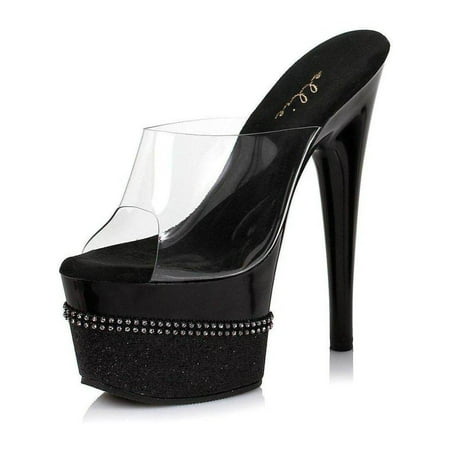 Ellie Shoes E-709-Ester 7 Inch Womens Glitter Rhinestone Sandal. 11 / Black