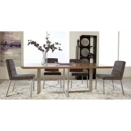 Euro Style Tosca 5 Piece Walnut Dining Table Set - Tosca Grey Chairs