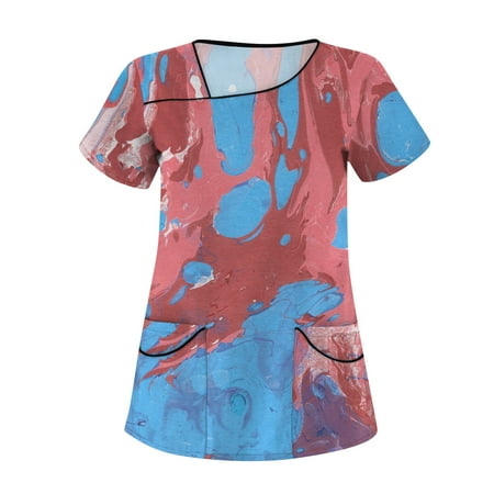 TKing Fashion Independence Day Women Plus Size Scrubs Top V-Neck Short Sleeve Printed Pockets Work Blouse for Women Red S
TKing Fashion Independence Day Women Plus Size Scrubs Top V-Neck Short Sleeve Printed Pockets Work Blouse for Women Red S