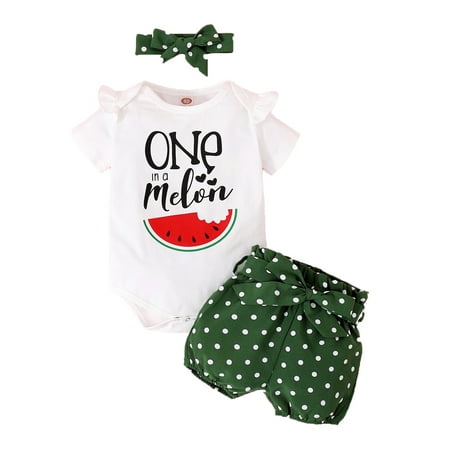 KIMI BEAR Newborn Baby Girls Outfits 9 Months Newborn Girls Summer Outfits 12 Months Newborn Girls Cute Watermelon Print Short Sleeve Romper + Polka-dot Shorts + Headband 3PCs Set Green
KIMI BEAR Newborn Baby Girls Outfits 9 Months Newborn Girls Summer Outfits 12 Months Newborn Girls Cute Watermelon Print Short Sleeve Romper + Polka-dot Shorts + Headband 3PCs Set Green