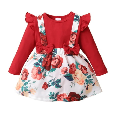 Kucnuzki Infant Baby Girl Clothes 0 Months Fall-Winter Dress 3 Months Long Sleeve Lace Trims Solid Color Patchwork Upper Floral Skirt Layer Fake-Two-Pieces Dress Red
Kucnuzki Infant Baby Girl Clothes 0 Months Fall-Winter Dress 3 Months Long Sleeve Lace Trims Solid Color Patchwork Upper Floral Skirt Layer Fake-Two-Pieces Dress Red