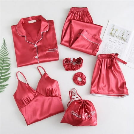 PIKADINGNIS Hot Summer Autumn 7 Pcs Set Silk Women Home Women Pajamas Print Short Long Sleeve Top Elastic Waist Pants Lounge Sleepwear Set
PIKADINGNIS Hot Summer Autumn 7 Pcs Set Silk Women Home Women Pajamas Print Short Long Sleeve Top Elastic Waist Pants Lounge Sleepwear Set