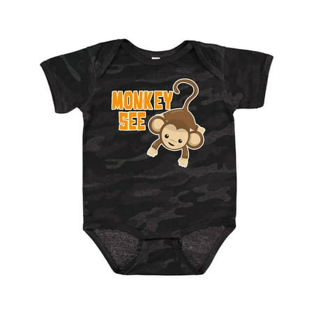 Inktastic Monkey See with Monkey Gift Baby Boy or Baby Girl Bodysuit