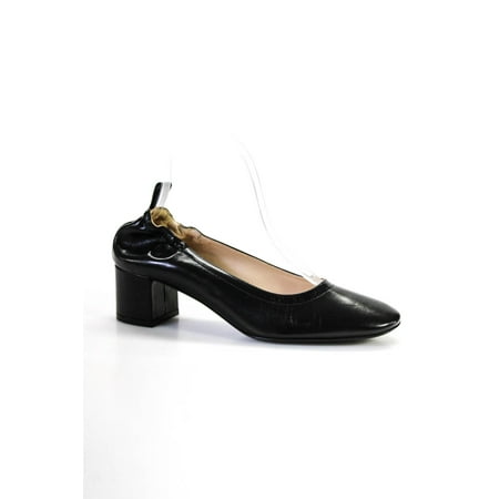 Pre-owned|Everlane Womens The Heeled Ballet Pumps Black Leather Size 7