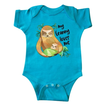 Inktastic My Granny Loves Me Cute Sloth and Baby Gift Baby Boy or Baby Girl Bodysuit
