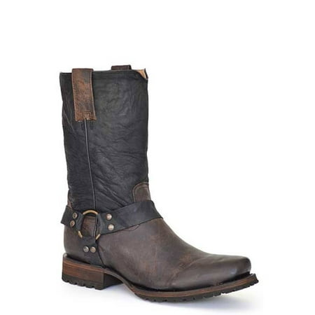 Men s Roper Desert Sand Harness Leather Lug Sole Boots Handcrafted Brown