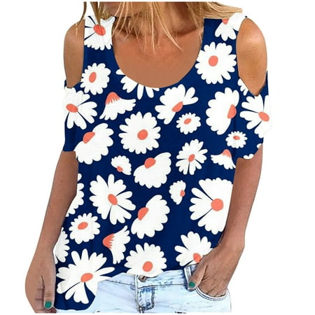 Fashion Woman Round Neck Printing Short Sleeve T Shirt Blouse Tops Sweatshirt Casual Birthday Tops for Women Dark Blue S
Fashion Woman Round Neck Printing Short Sleeve T Shirt Blouse Tops Sweatshirt Casual Birthday Tops for Women Dark Blue S