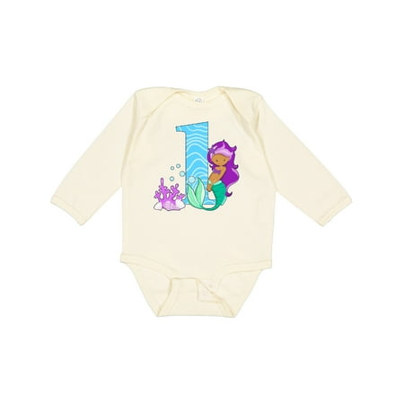 Inktastic First Birthday Mermaid Gift Baby Girl Long Sleeve Bodysuit
