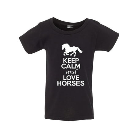 Keep Calm and Love Horses Novelty Horse Lover Toddler Kids T-Shirt Tee