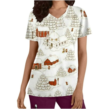 OZUJIE Christmas Printed Scrub Tops Women Short Sleeve V-Neck Tops Working Uniform Printing Pocket Blouse Tops White XXL
OZUJIE Christmas Printed Scrub Tops Women Short Sleeve V-Neck Tops Working Uniform Printing Pocket Blouse Tops White XXL
