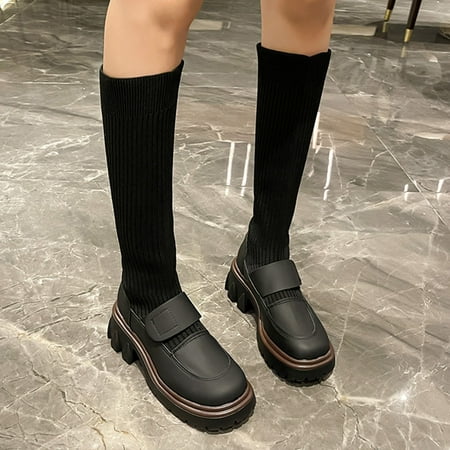 ERTUTUYI 2022 Women s New British Style Knitted Hook Loop Long Boots Thick Bottom Slim Elastic Thin Socks Middle Boots Black 37
ERTUTUYI 2022 Women s New British Style Knitted Hook Loop Long Boots Thick Bottom Slim Elastic Thin Socks Middle Boots Black 37