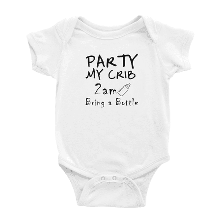 Party My Crib 2am Bring A Bottle Funny Baby Clothes Bodysuits Infant Boy Girl Unisex
Party My Crib 2am Bring A Bottle Funny Baby Clothes Bodysuits Infant Boy Girl Unisex