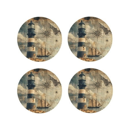 Drink Coasters Set of 4 Vintage Nautical Lighthouse Leather Coasters for Coffee Table Protector Heat Resistant Cute Coasters for Home Decor Housewarming Gifts Bar Kitchen 4 Inch Round Shape
Drink Coasters Set of 4 Vintage Nautical Lighthouse Leather Coasters for Coffee Table Protector Heat Resistant Cute Coasters for Home Decor Housewarming Gifts Bar Kitchen 4 Inch Round Shape