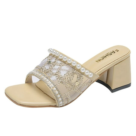 Sandals Women Spring And Summer Fashion Women Sandals Thick Heel Medium Heel Casual Mesh Rhinestone Pearl Slippers Womens Sandals Pu Gold 41
Sandals Women Spring And Summer Fashion Women Sandals Thick Heel Medium Heel Casual Mesh Rhinestone Pearl Slippers Womens Sandals Pu Gold 41
