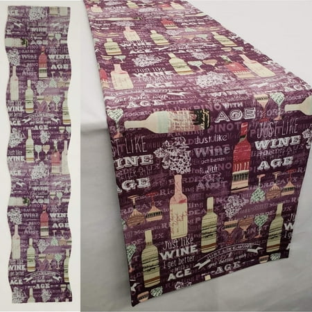 Purple Wine Table Runner by Penny s Needful Things (8 Feet Long - STRAIGHT) (White)
