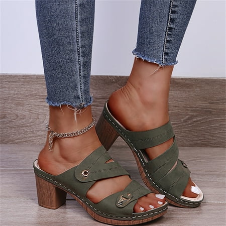 Aufmer Slippers for Women Clearance Casual Ladies Summer Casual Slippers High Heel Chunky Heel Fashion Solid Color Slippers
Aufmer Slippers for Women Clearance Casual Ladies Summer Casual Slippers High Heel Chunky Heel Fashion Solid Color Slippers