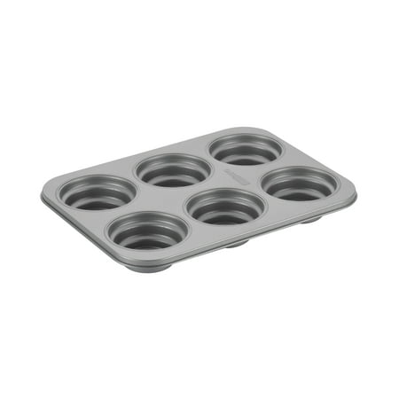 Cake Boss Novelty Bakeware Nonstick 6-Cup Round Cakelette Pan, Gray