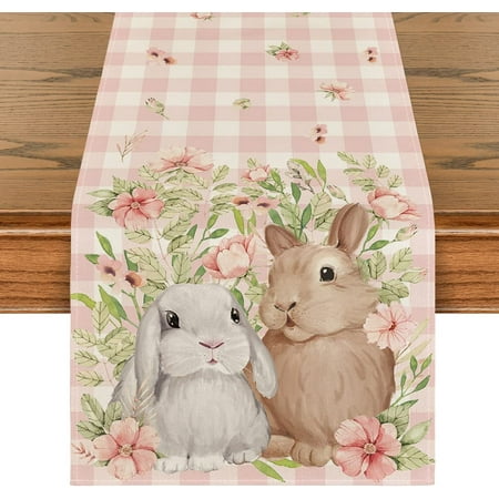 Bunny Rabbit Flowers Leaves Pink Buffalo Plaid Easter Table Runner Spring Kitchen Dining Table Decoration for Home Party Decor 13x72 Inch
Bunny Rabbit Flowers Leaves Pink Buffalo Plaid Easter Table Runner Spring Kitchen Dining Table Decoration for Home Party Decor 13x72 Inch