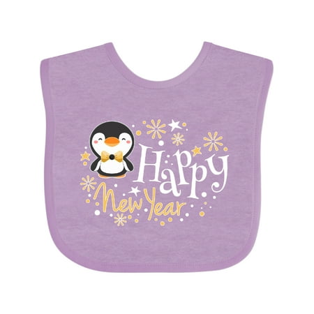 Inktastic Happy New Year with Cute Penguin Gift Baby Boy or Baby Girl Bib