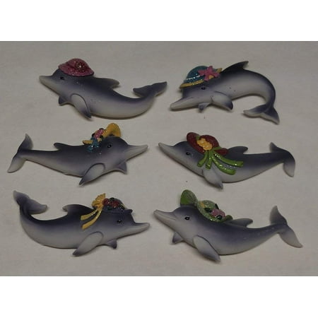 Dolphin Magnets with Hats Set of Six