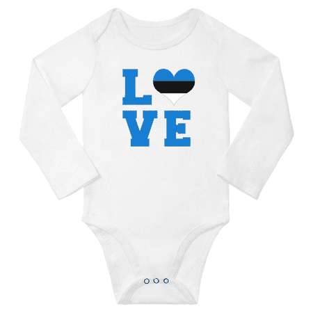 Love Estonia Heart Flag Baby Long Slevve Romper (White 3-6 Months)